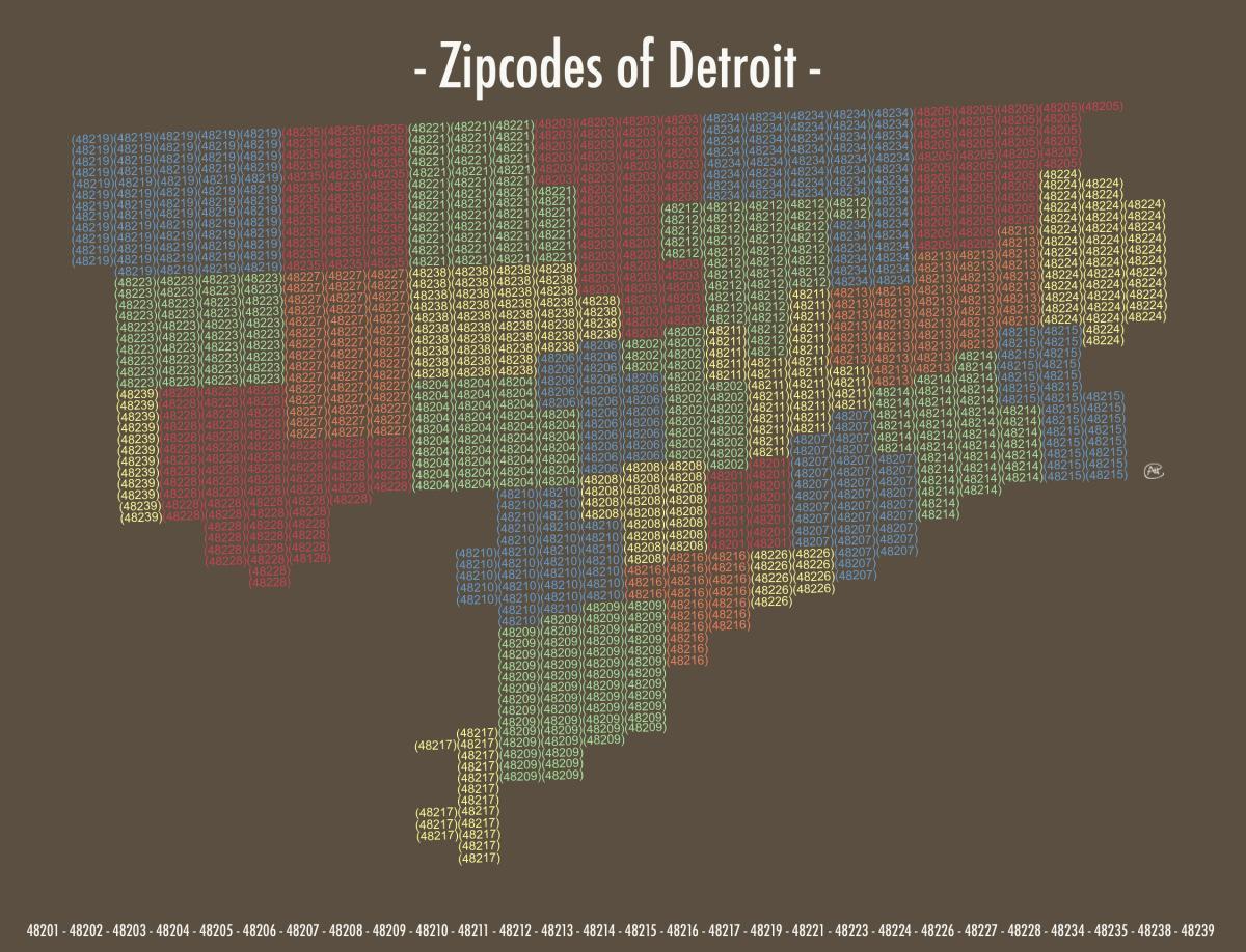 codi postal mapa de Detroit