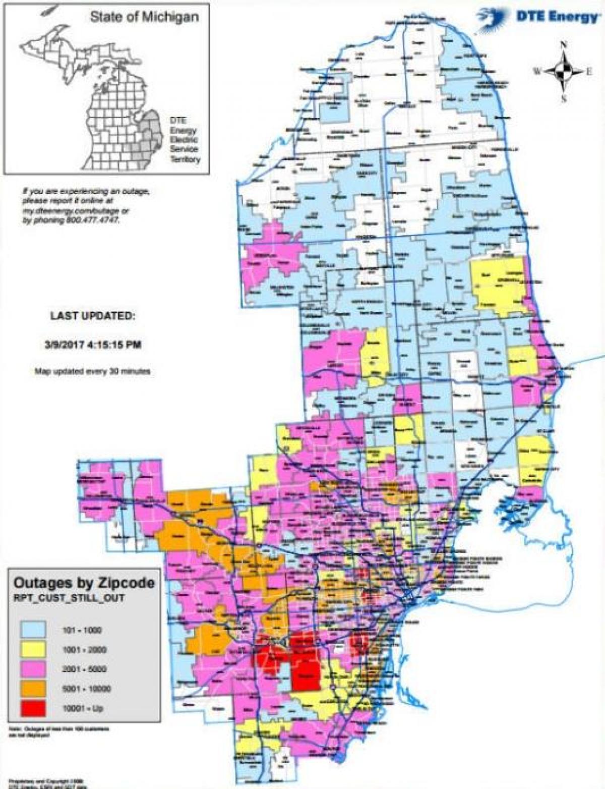 Detroit edison poder de tall mapa