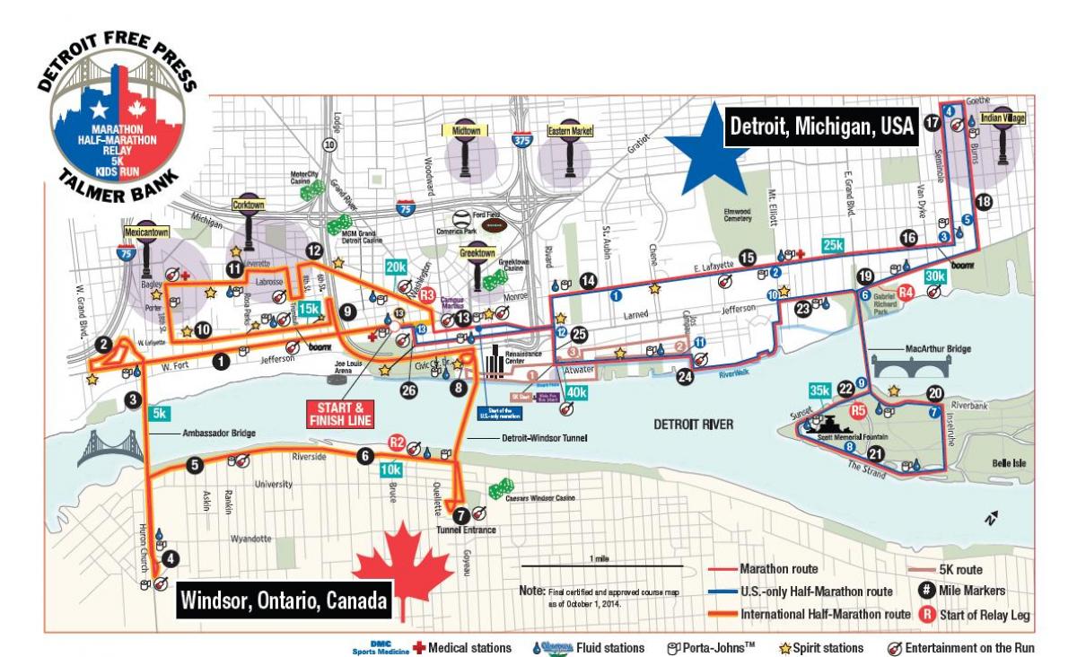 mapa de Detroit marató