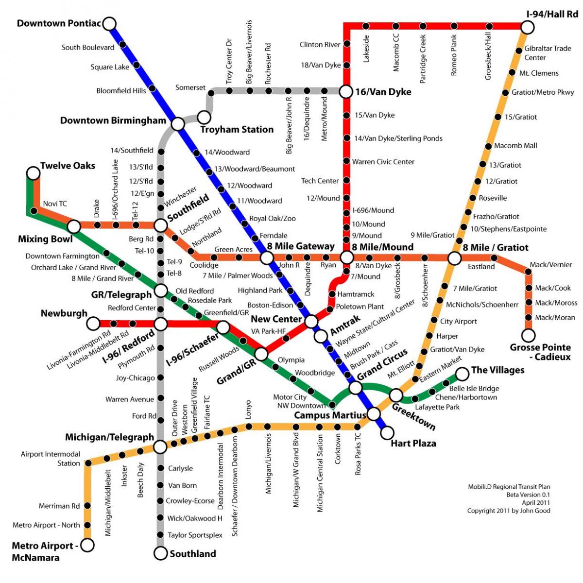 Detroit trànsit mapa
