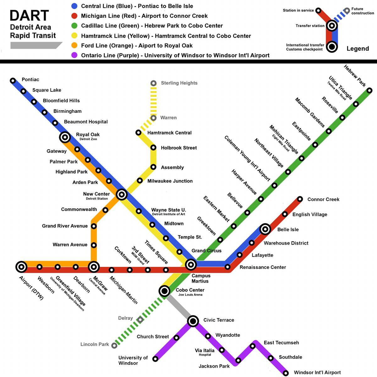 mapa de Detroit Metro