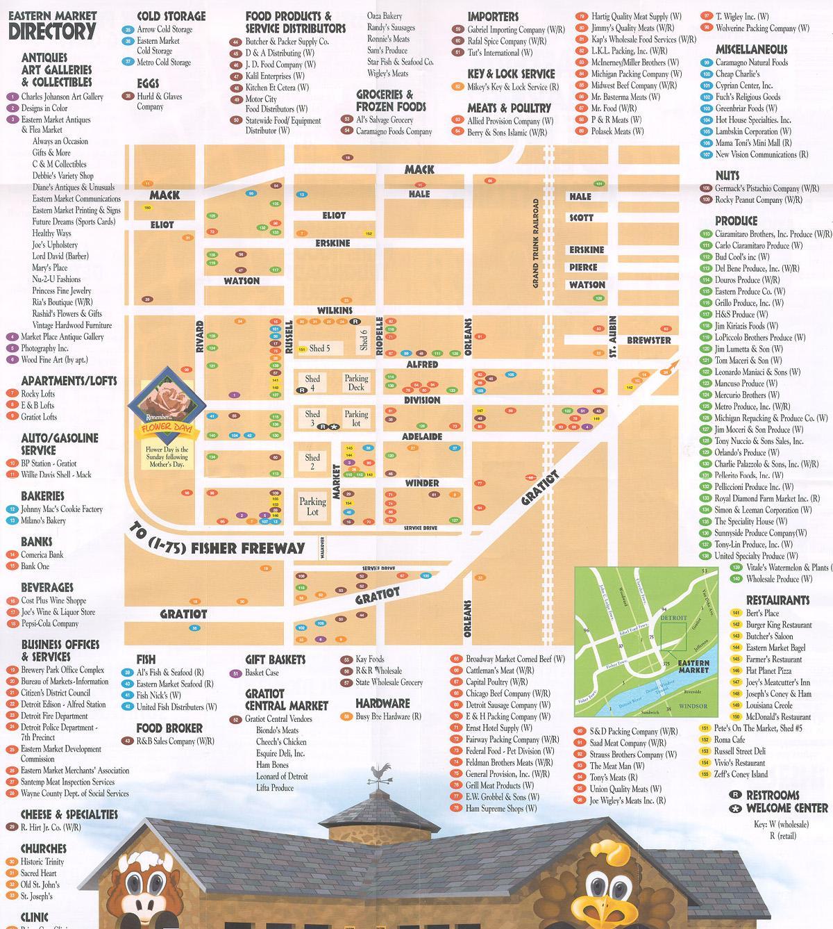 mapa de l'est mercat de Detroit