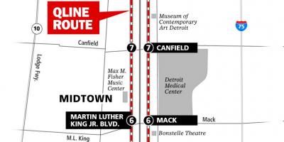 Detroit tramvia mapa