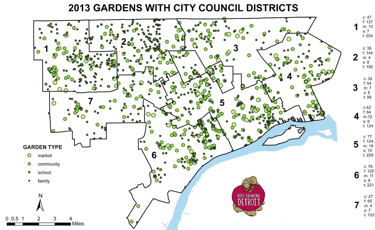 mapa de Detroit jardí